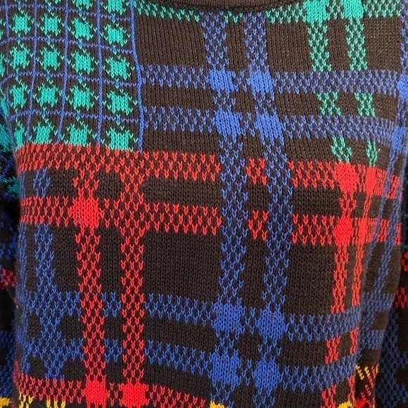VINTAGE TOFFS size medium cotton blend colorful striped sweater round ne… - Picture 3 of 8